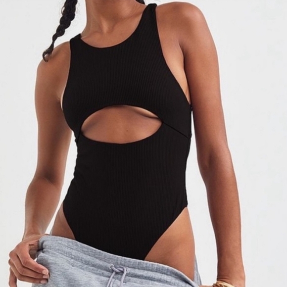 New! For Love and Lemons keyhole cutout front ribbed bodysuit - Picture 1 of 12